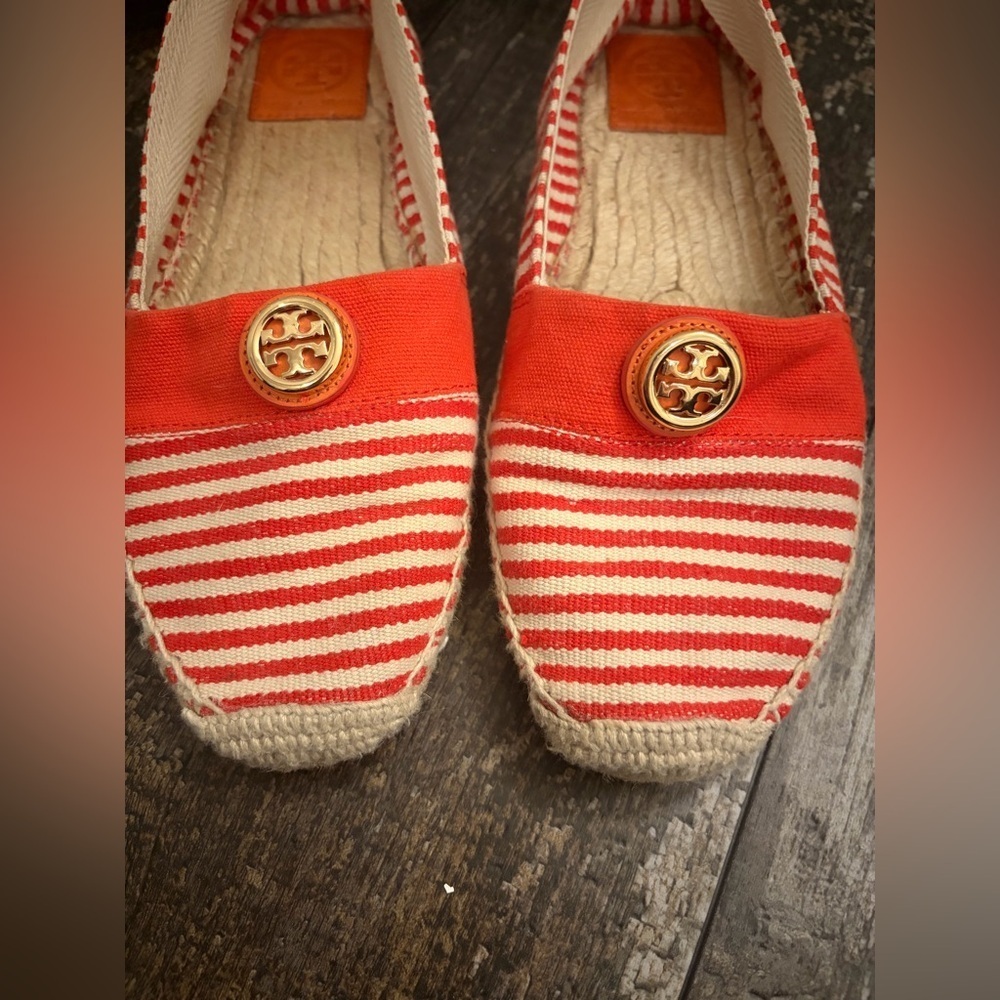 Tory Burch Red and Cream Espadrilles - Picture 3 of 5